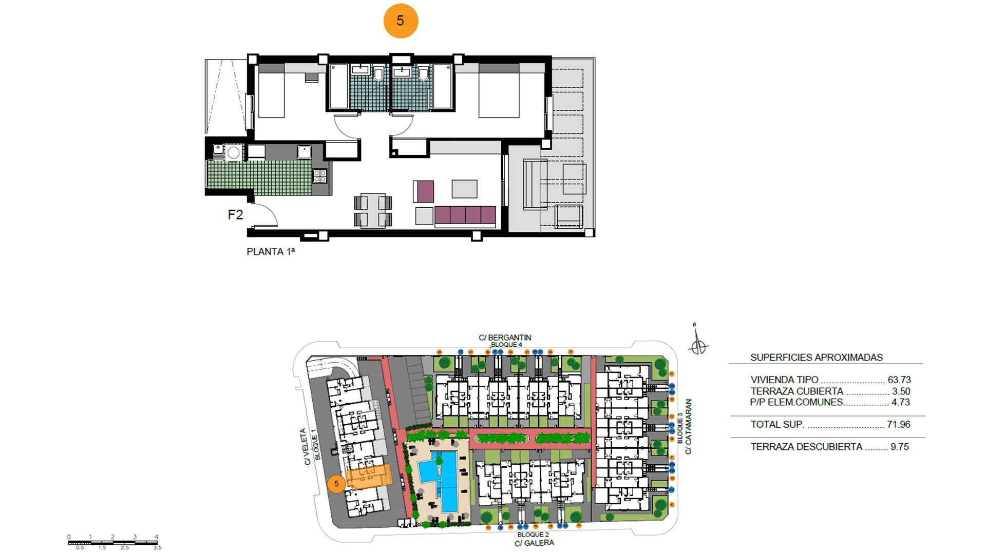 Lägenhet i Higuericas Bay, Alicante, Spanien 3 sovrum, 70 kvm. Nr. 74757