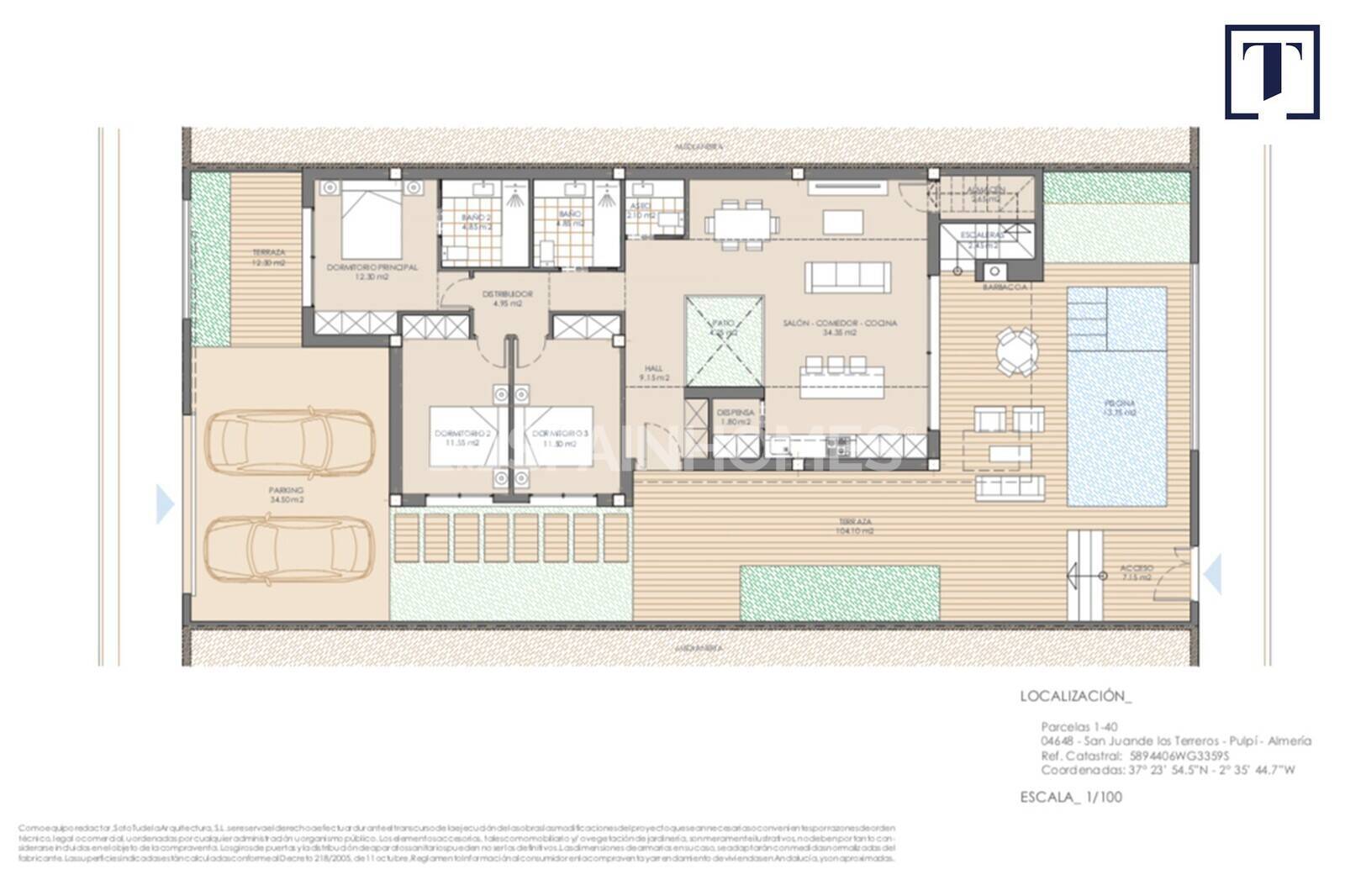 Villa i Pulpi, Almeria, Spanien 2 sovrum, 105 kvm. Nr. 167272