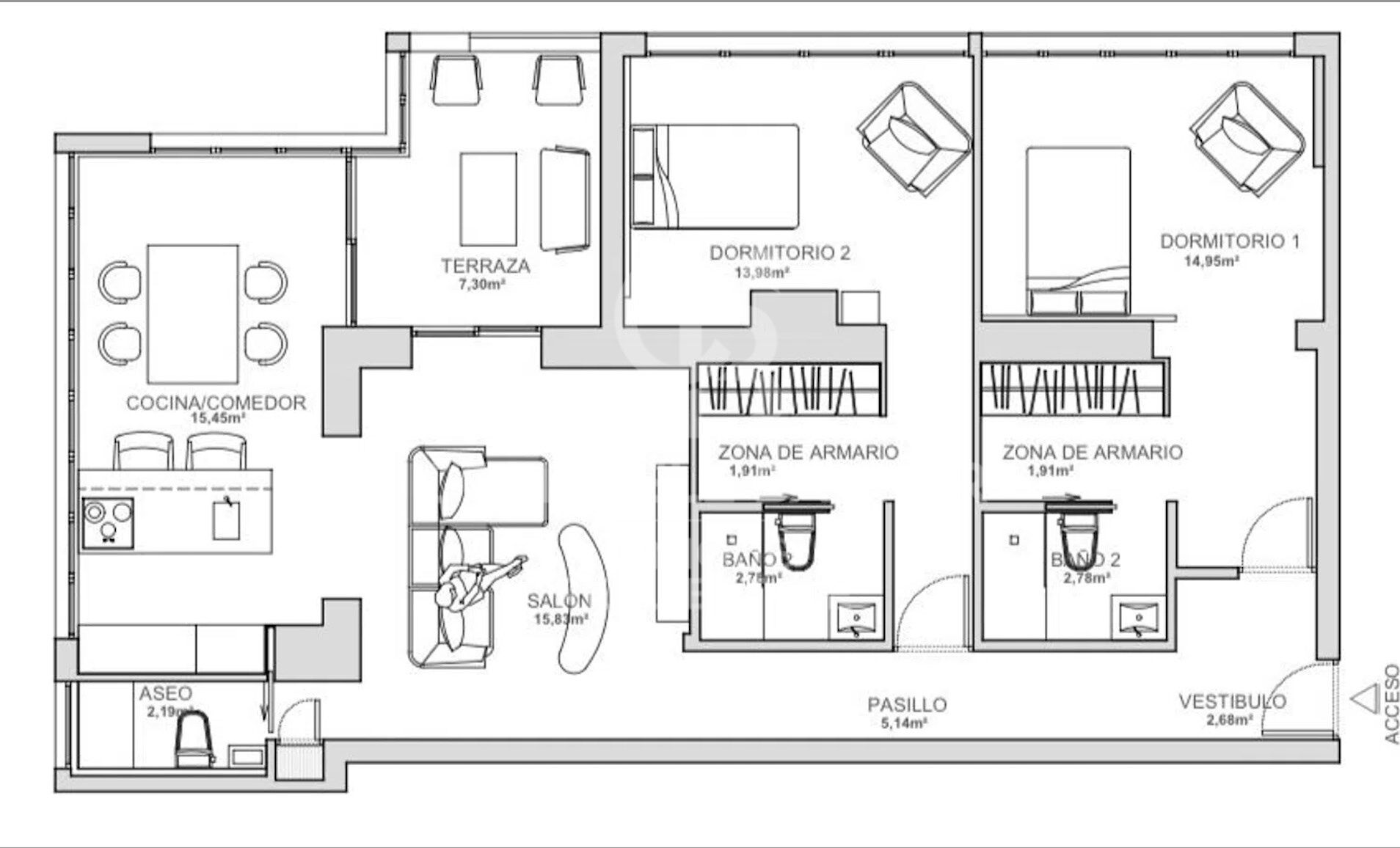 Apartment à Madrid, Espagne 2 chambres, 130 m2 No. 179075