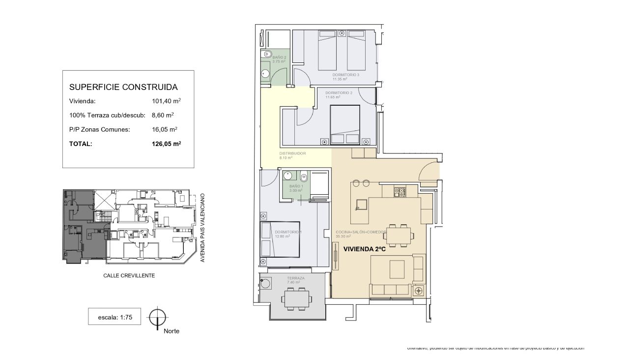 Apartment in La Roqueta, Guardamar del Segura, Alicante, Spain 3 bedrooms, 126.05 sq.m. No. 105536