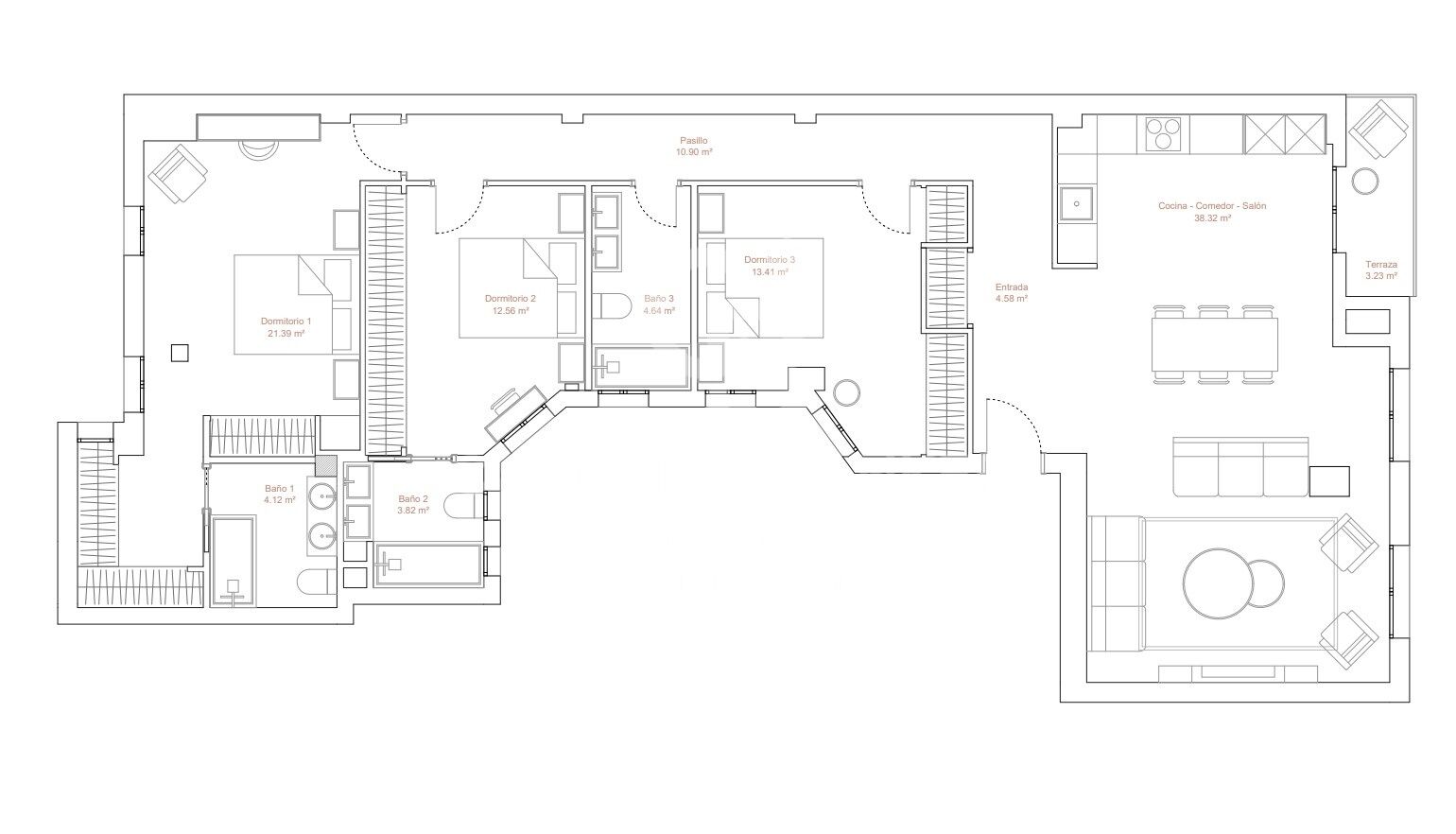 Apartamento en Madrid, España 3 dormitorios, 160 m2 No. 158109