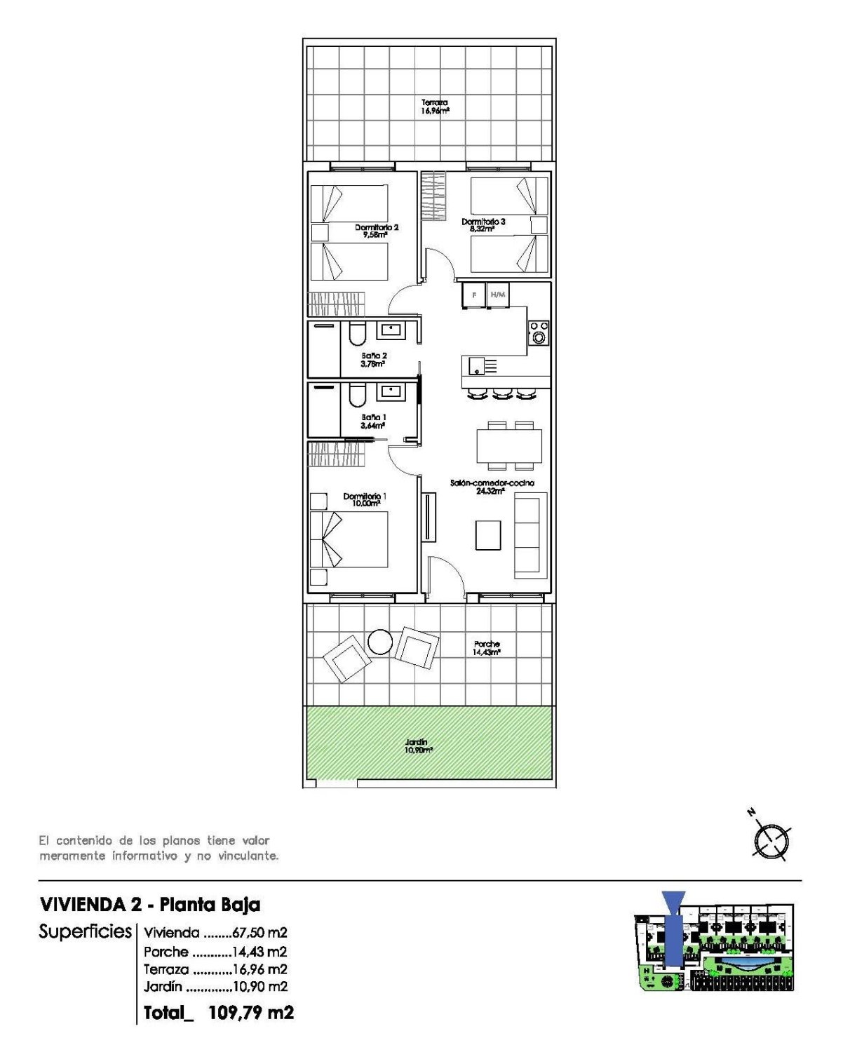 Bungalow in Pilar de la Horadada, Alicante, Spain 3 bedrooms, 67 sq.m. No. 135415