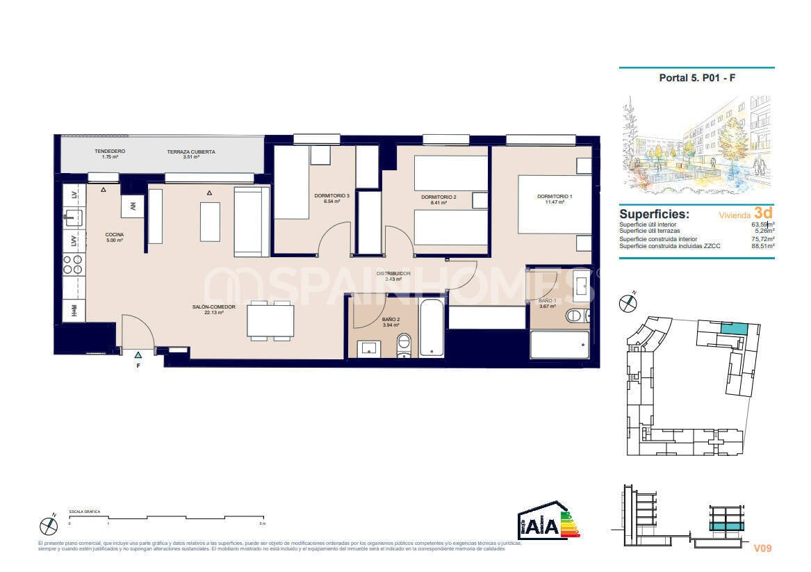 Wohnung in Alicante, Spanien 3 Schlafzimmer, 88 m2 Nr. 177922
