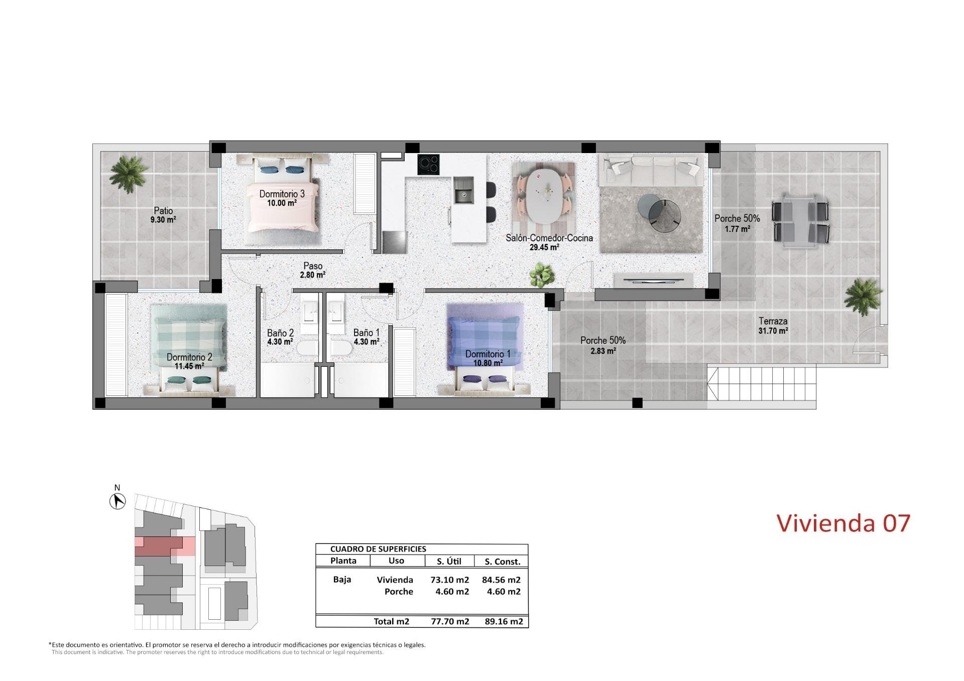 Bungalowi Pilar de la Horadada, Alicante, Espanja 3 makuuhuonetta, 84 m2 No. 192925