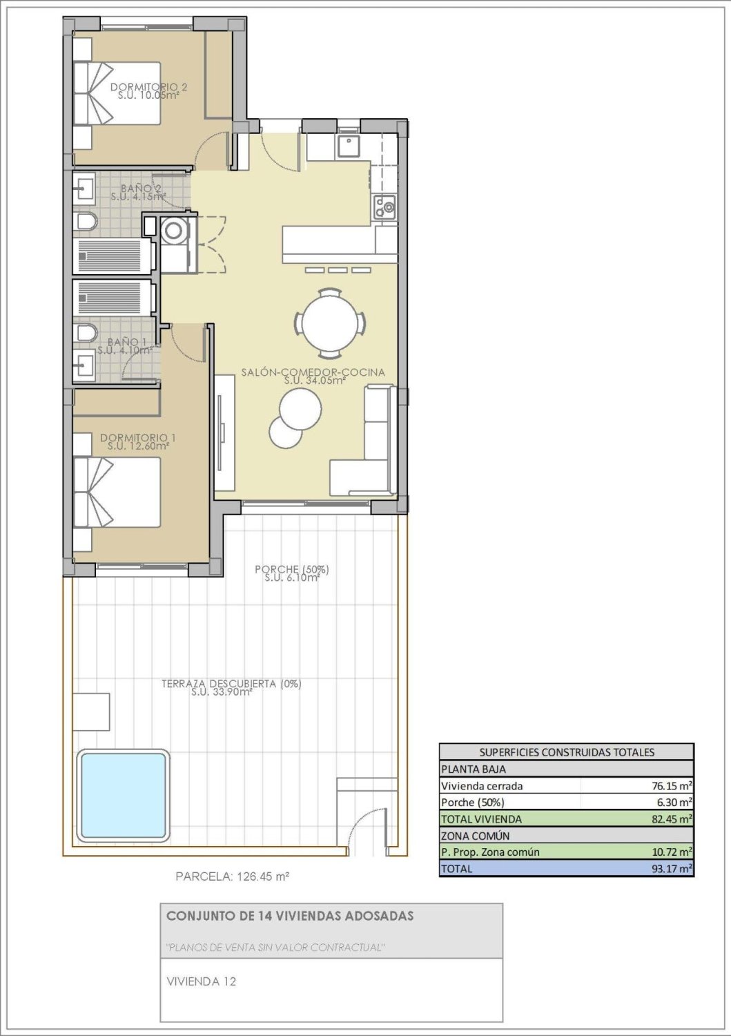 Bungalow à Ciudad Quesada, Alicante, Espagne 2 chambres, 76 m2 No. 148173