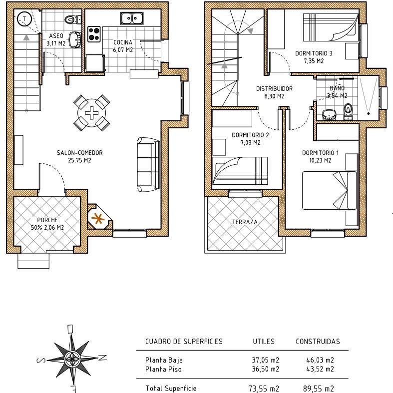 Duplex à La Zenia, Alicante, Espagne 3 chambres, 90 m2 No. 194439