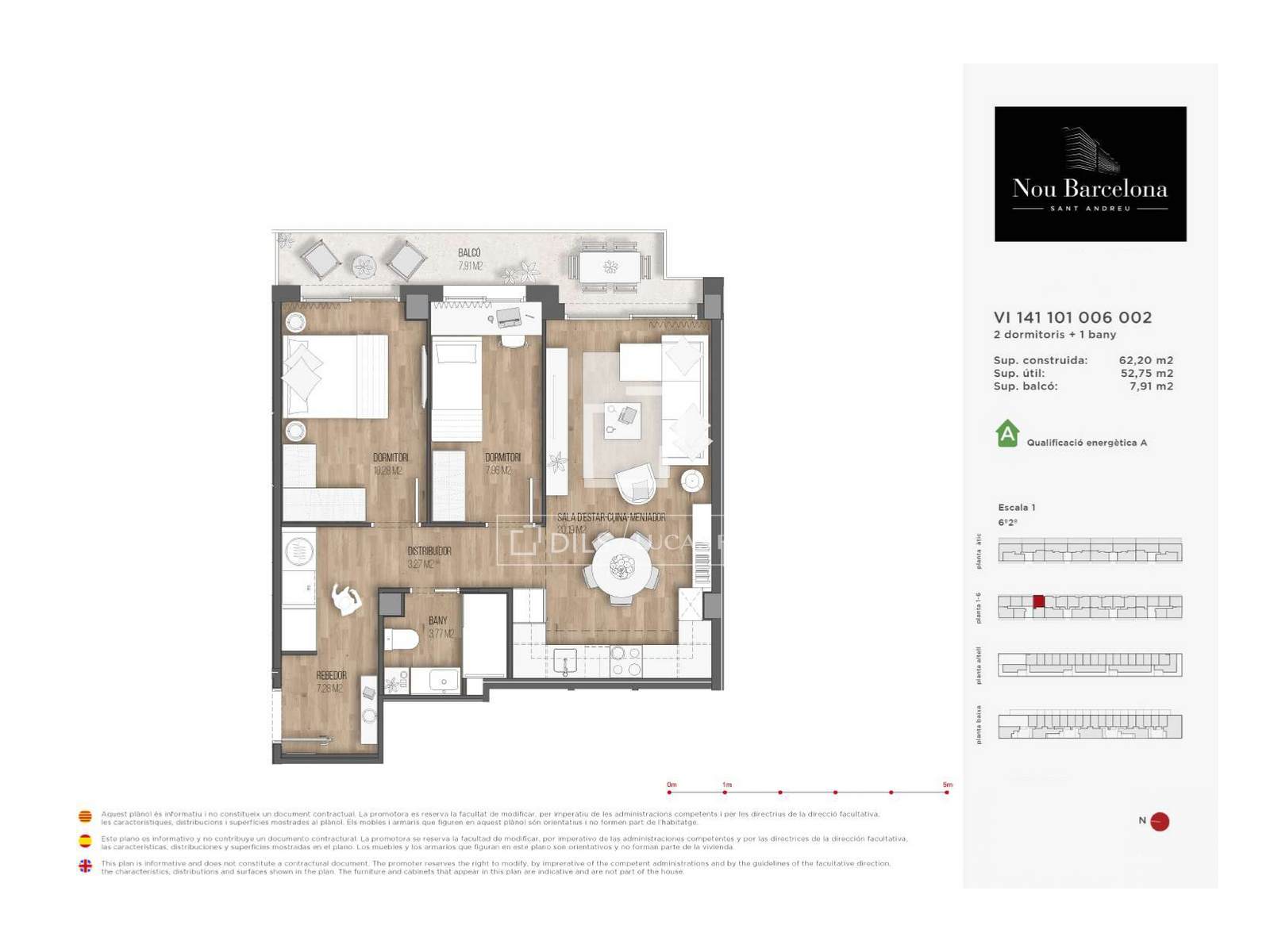 Apartamento en Barcelona, España 2 dormitorios, 62 m2 No. 150702