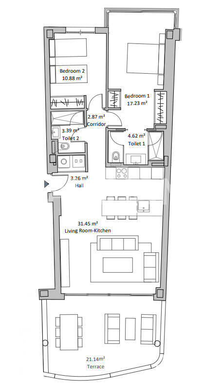 Lägenhet i Fuengirola, Malaga, Spanien 2 sovrum, 82 kvm. Nr. 138987