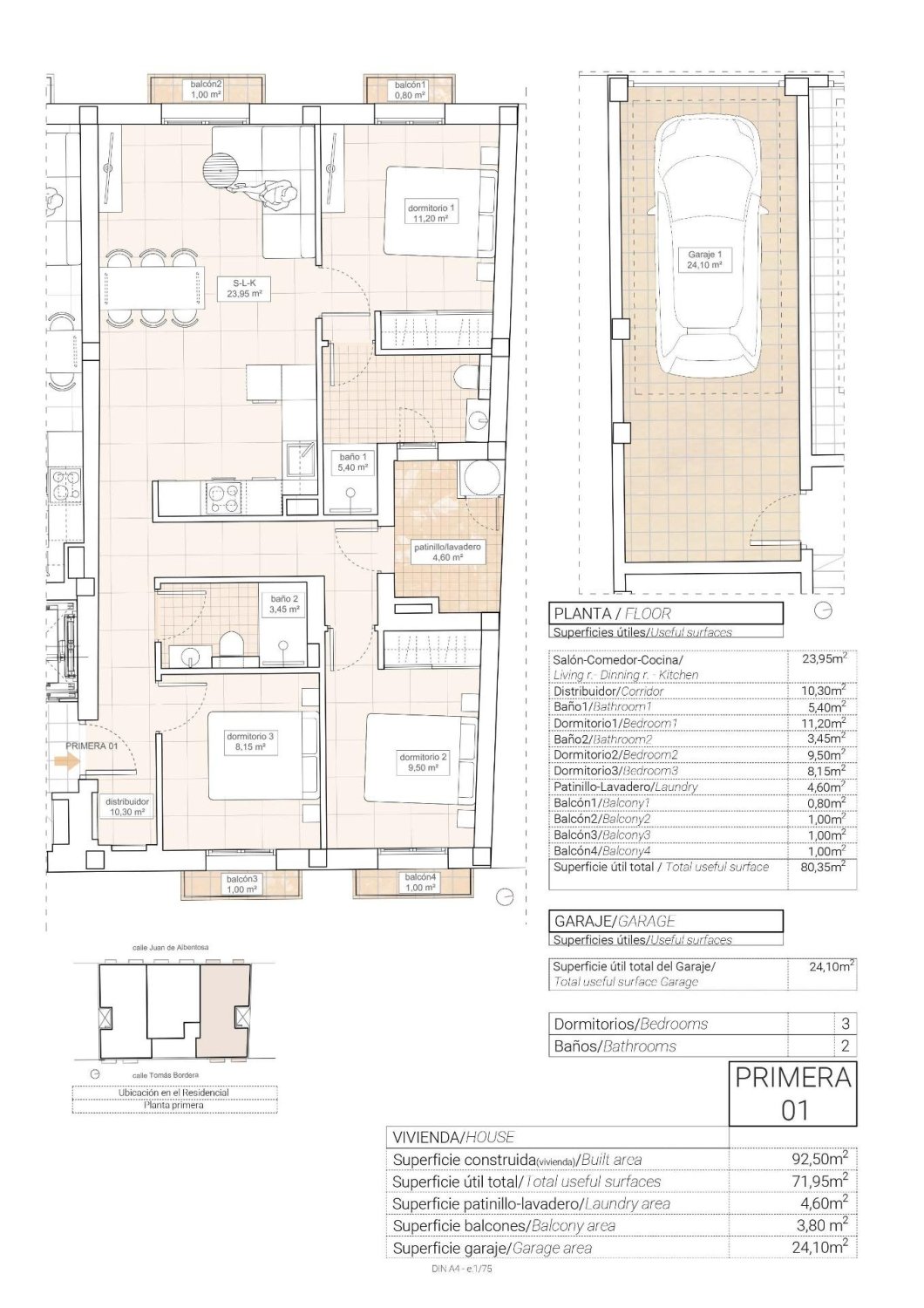 Wohnung in Hondon De Las Nieves, Alicante, Spanien 3 Schlafzimmer, 92 m2 Nr. 135377