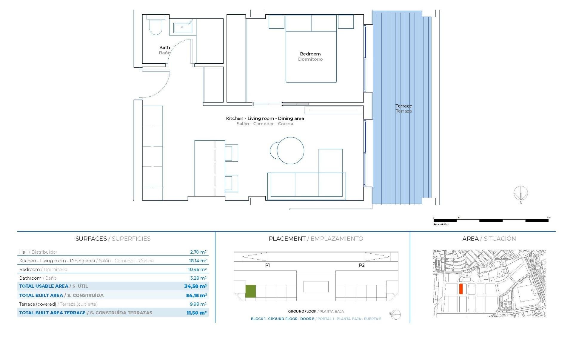 Huoneisto Mijas, Malaga, Espanja 1 makuuhuone, 54 m2 No. 179260