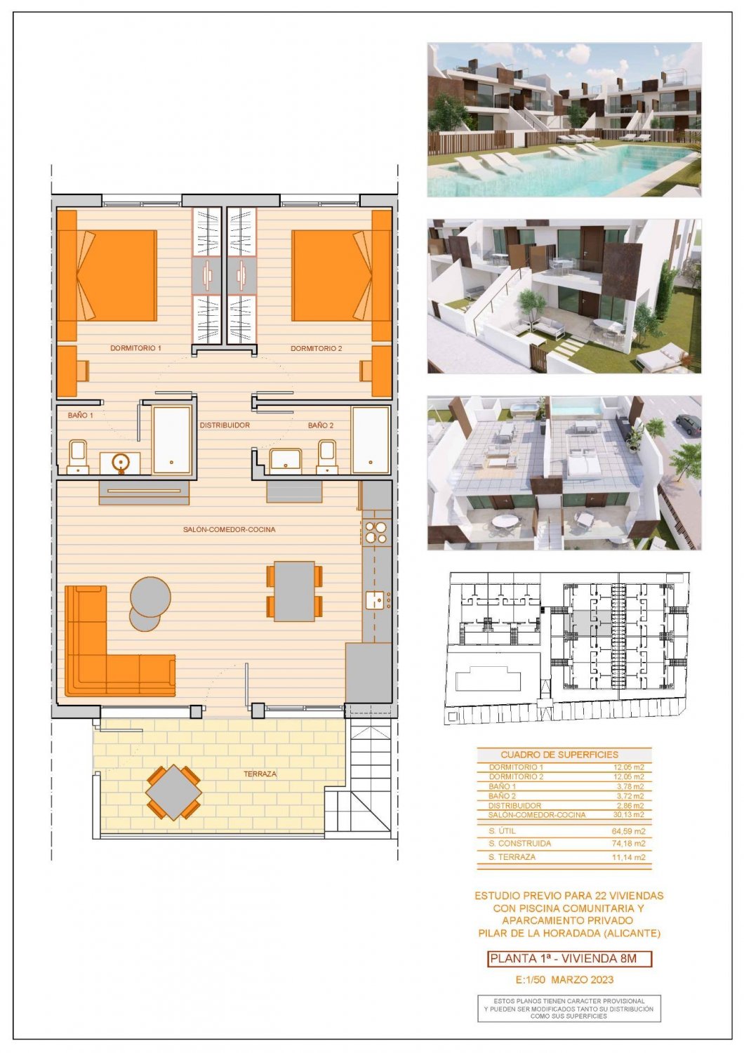 Bungalow in Pilar de la Horadada, Alicante, Spain 2 bedrooms, 74 sq.m. No. 103366