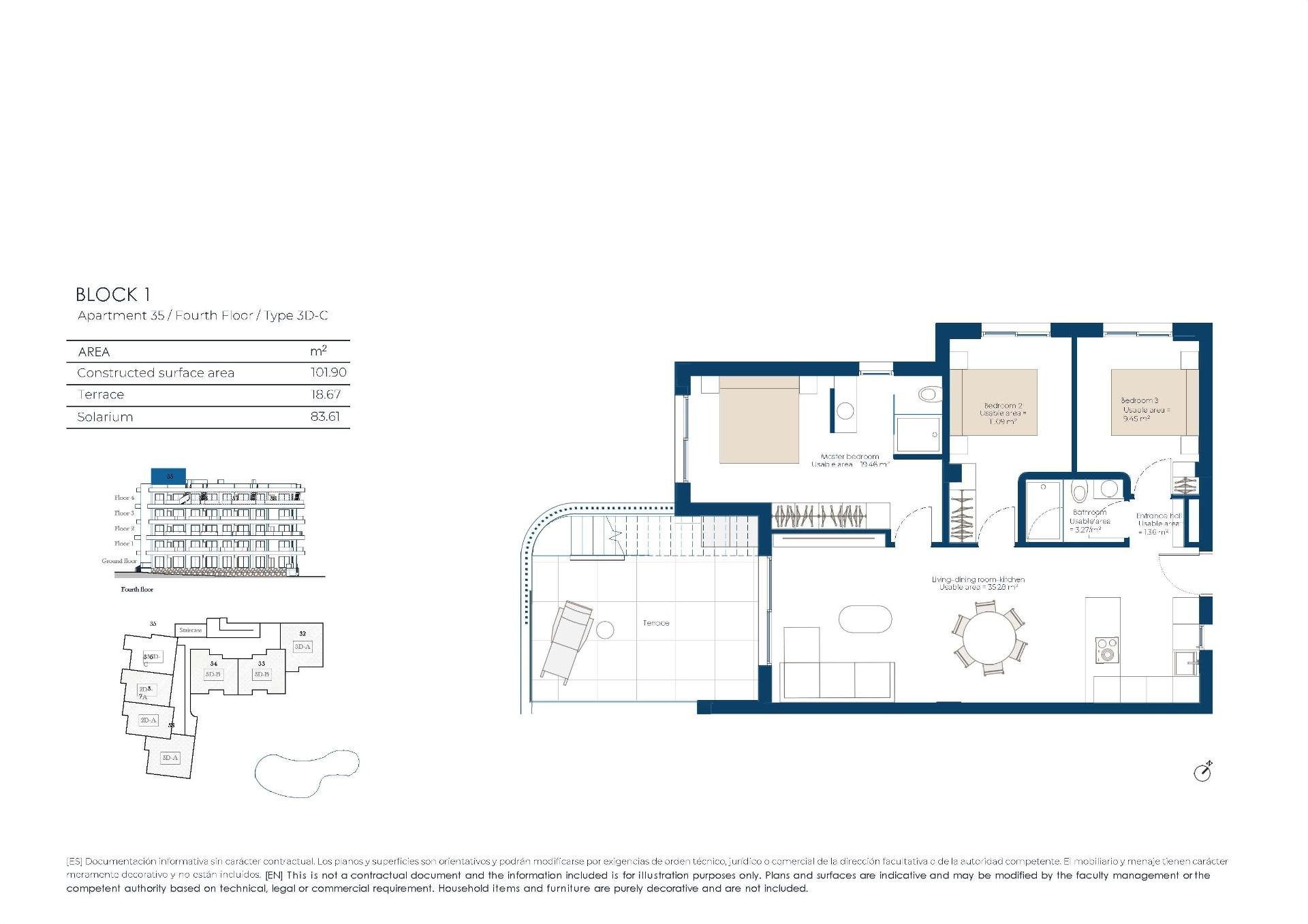 Wohnung in Banos Y Mendigo, Murcia, Spanien 3 Schlafzimmer, 101 m2 Nr. 181247