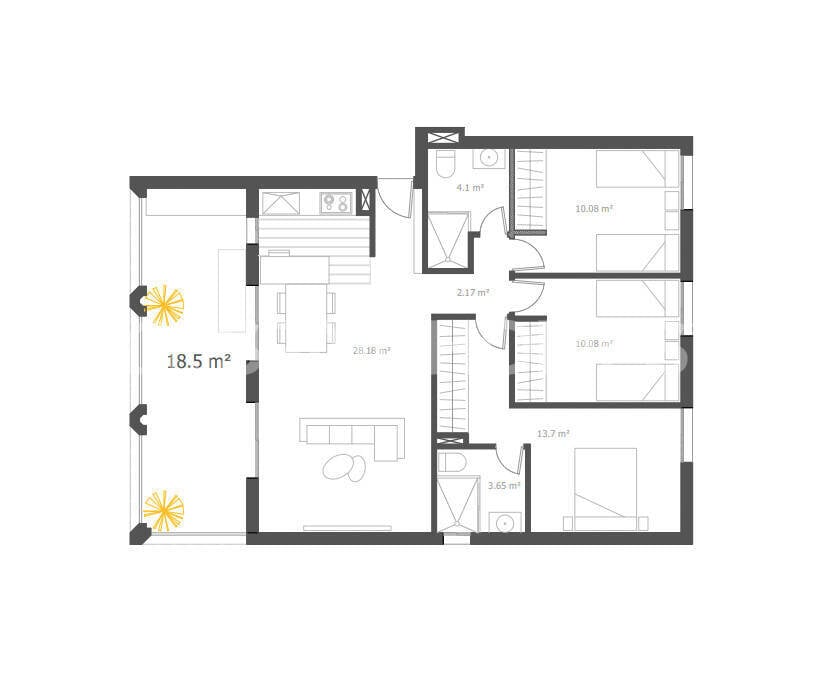 Apartamento en Villajoyosa, Alicante, España 3 dormitorios, 83 m2 No. 142684