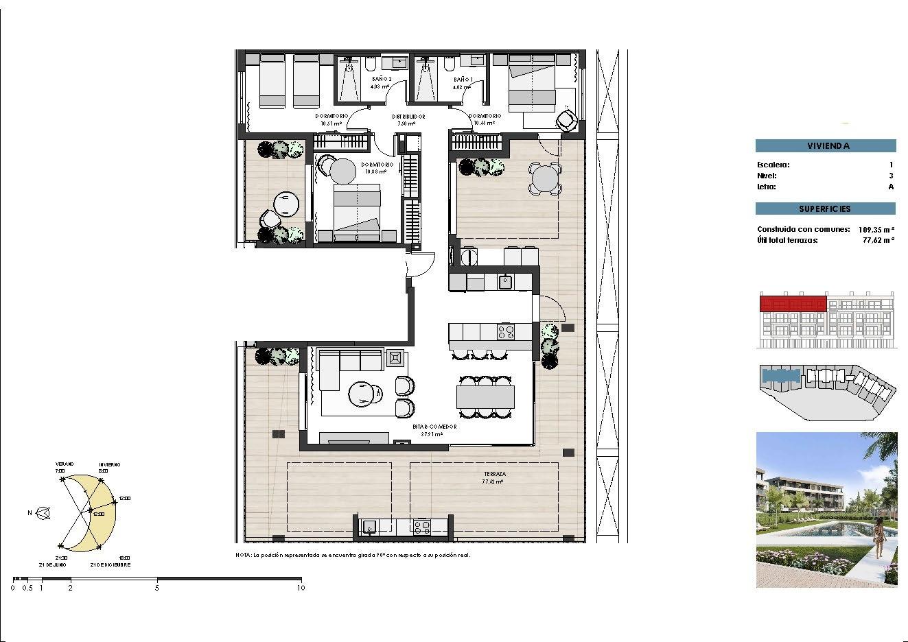 Huoneisto Torre-Pacheco, Murcia, Espanja 3 makuuhuonetta, 109 m2 No. 133908