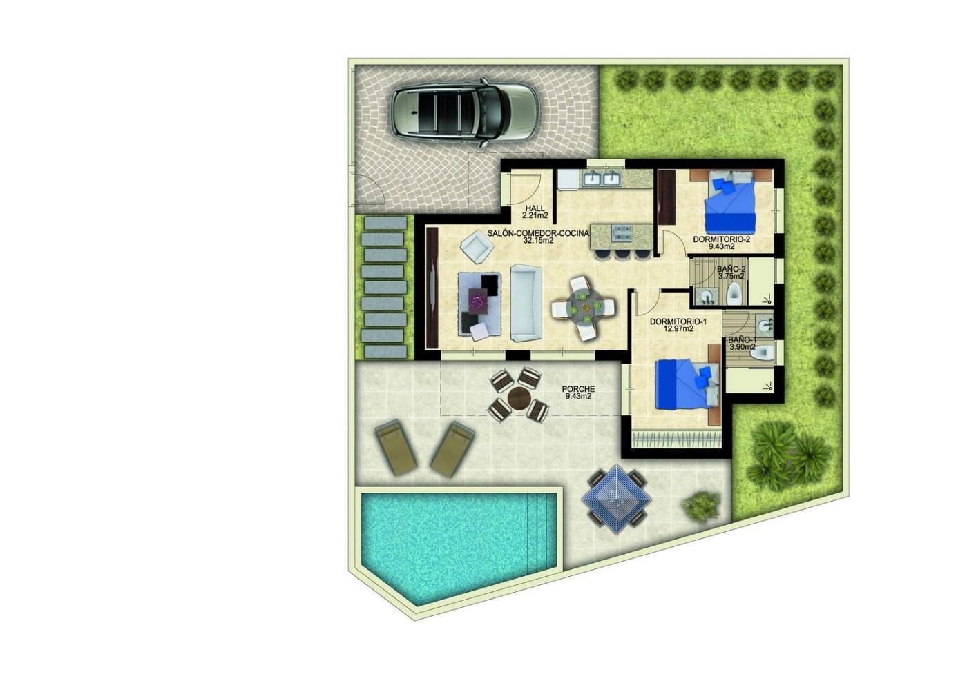Villa in Benijofar, Alicante, Spain 2 bedrooms, 90 sq.m. No. 75472