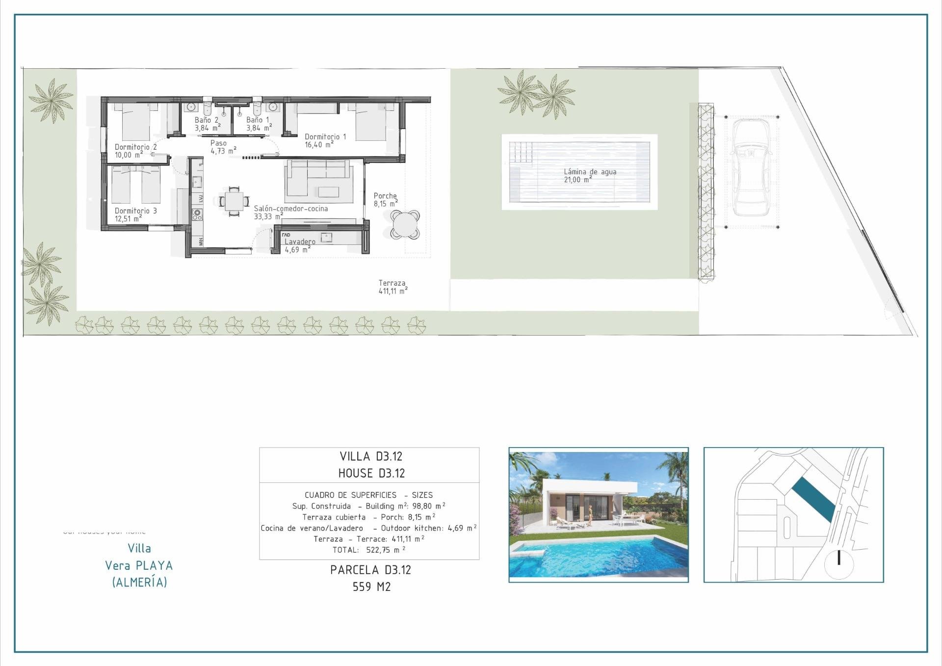 Villa en Vera, Almería, España 3 dormitorios, 98 m2 No. 136886