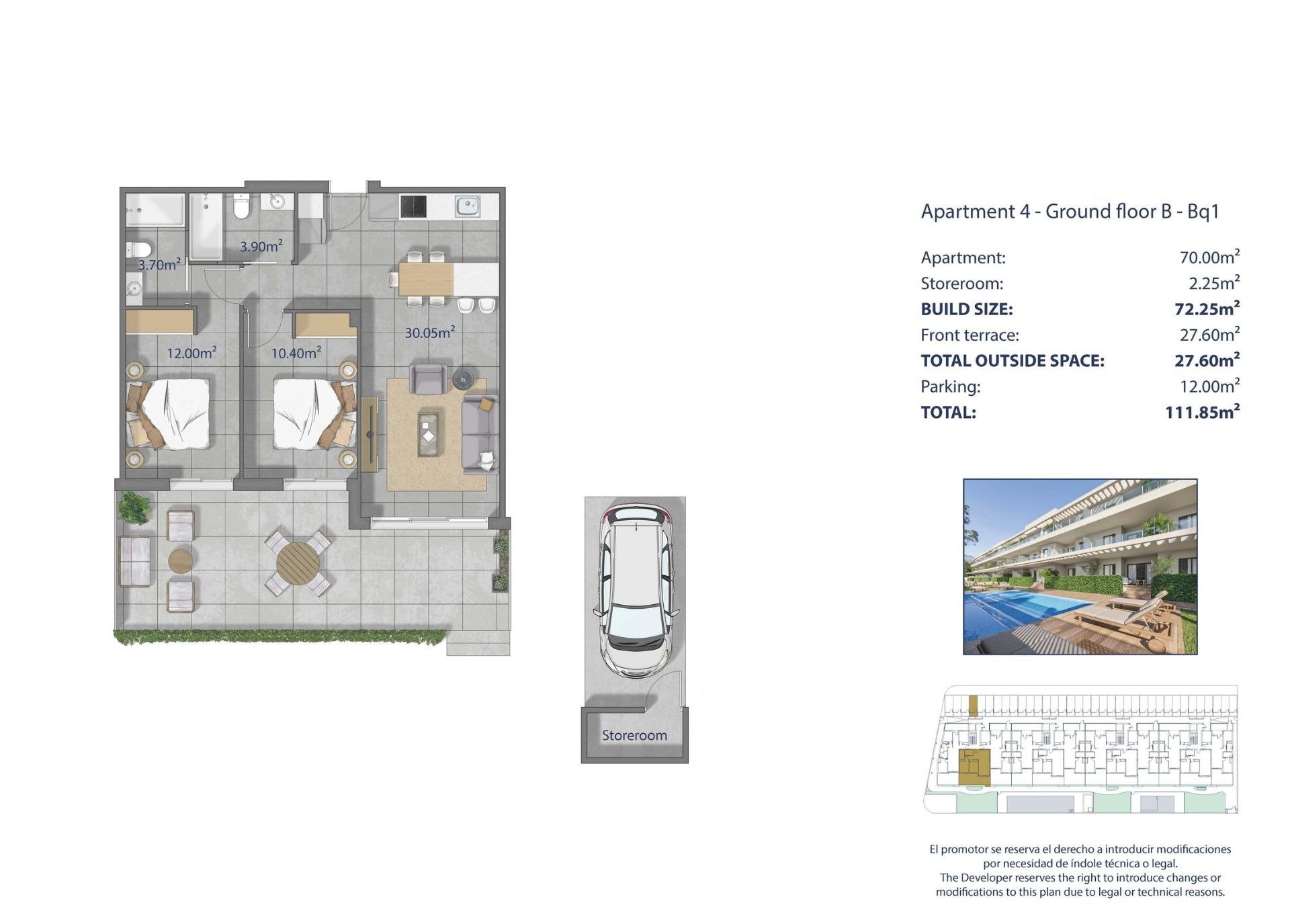 Appartamento a Murcia, Spagna 2 camere da letto, 72 mq. N° 193384