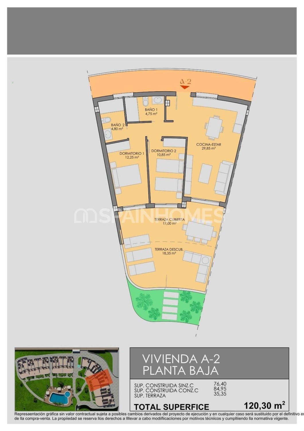 Wohnung in Los Alcazares, Murcia, Spanien 2 Schlafzimmer, 76 m2 Nr. 164345