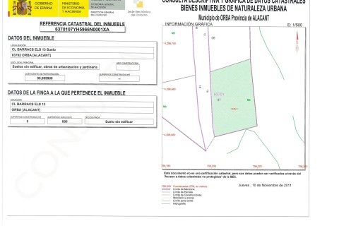 Zemes gabals Orba, Alicante, Spānijā Nr. 183963