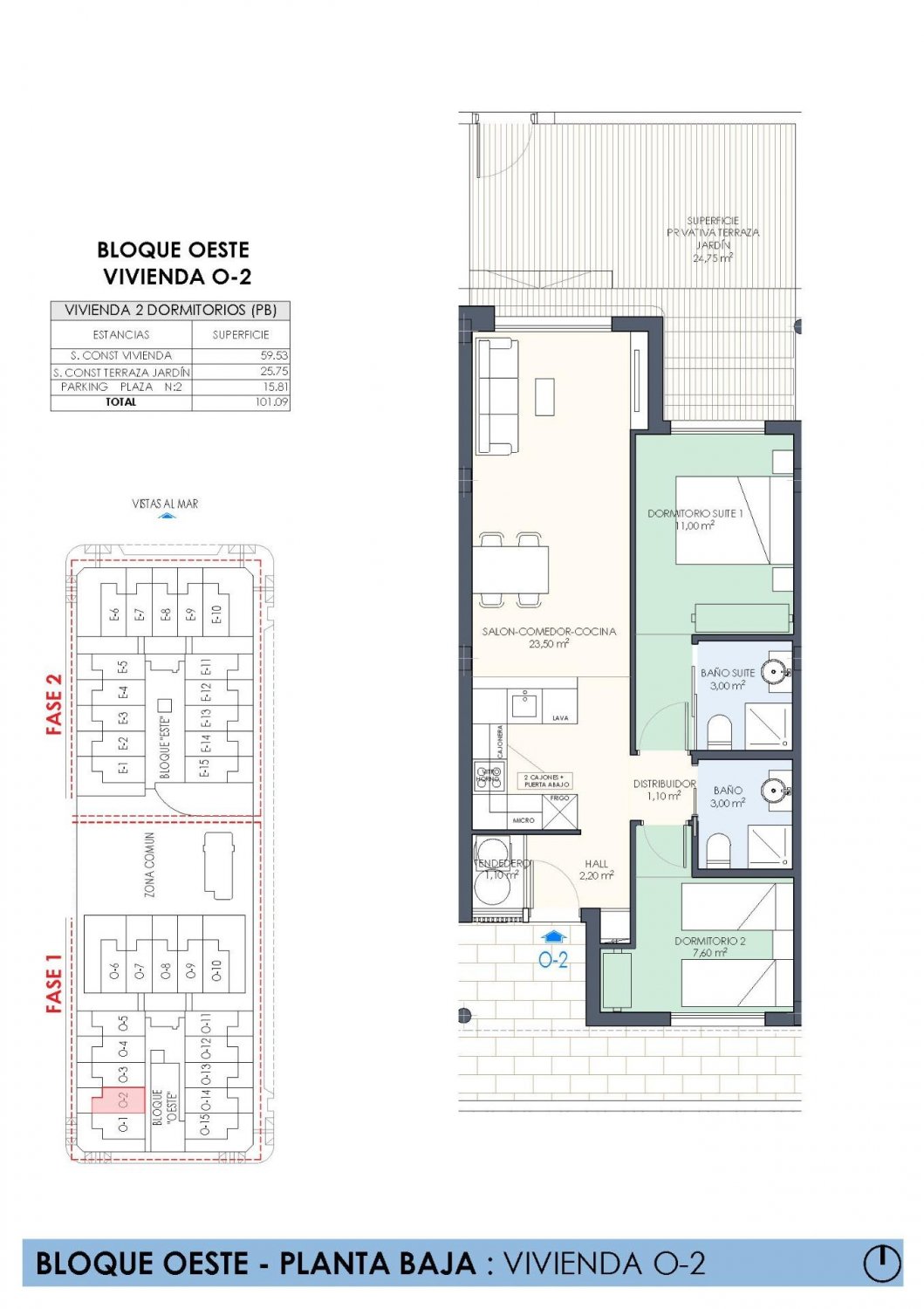 Bungalow i Pilar de la Horadada, Alicante, Spanien 2 sovrum, 59 kvm. Nr. 112699