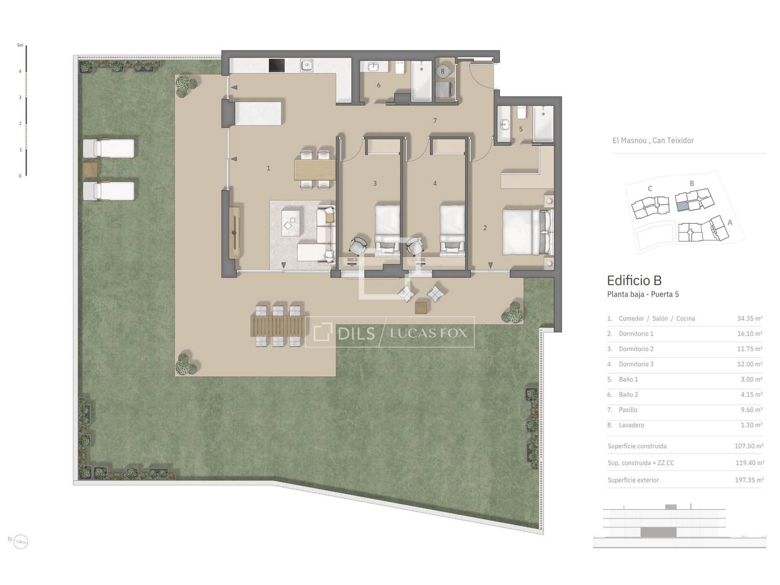 Dzīvoklis El Masnou, Barcelona, Spānijā 3 istabas, 107 m2 Nr. 194307
