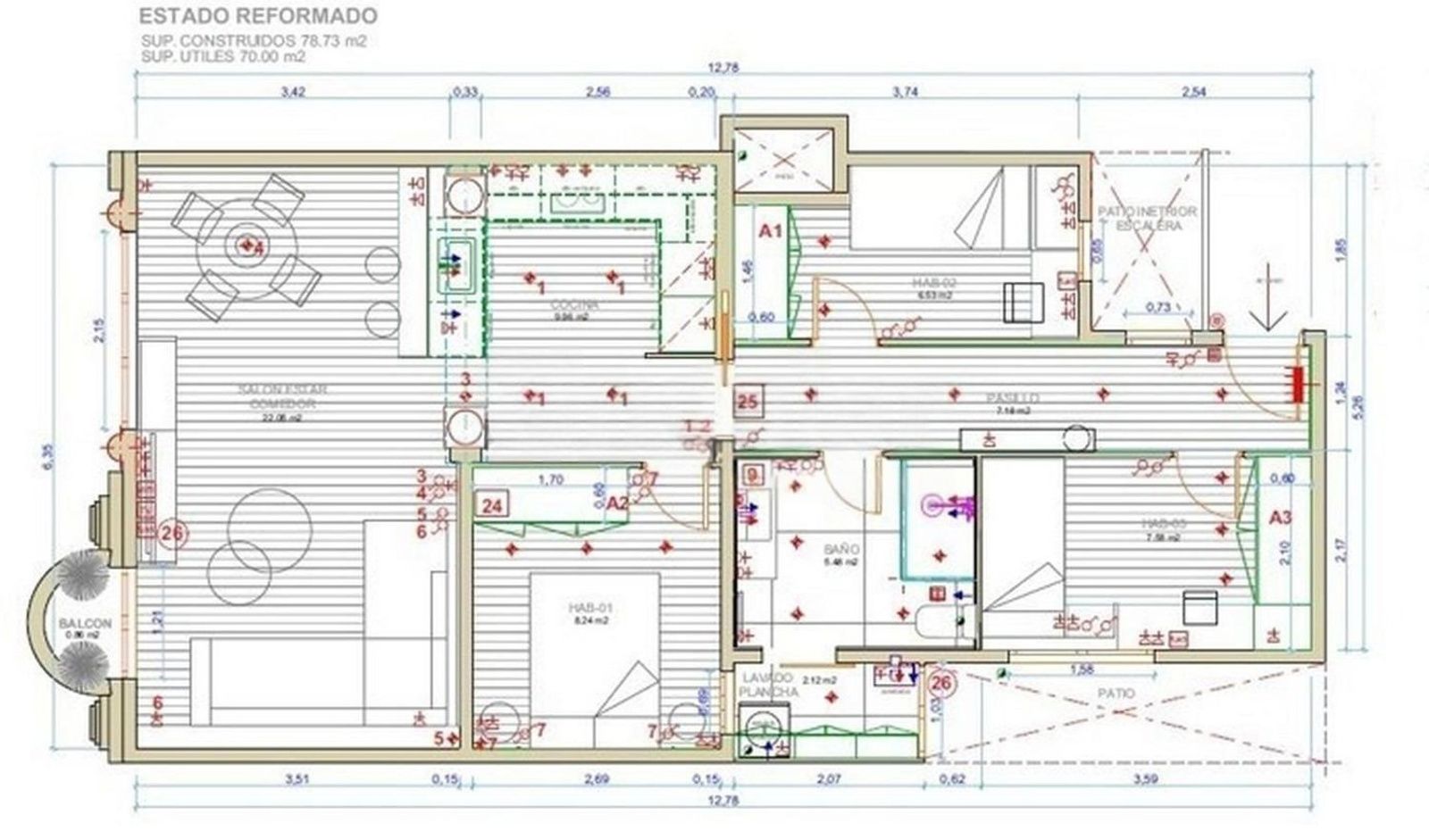 Apartment in Barcelona, Spain 3 bedrooms, 78 sq.m. No. 182382