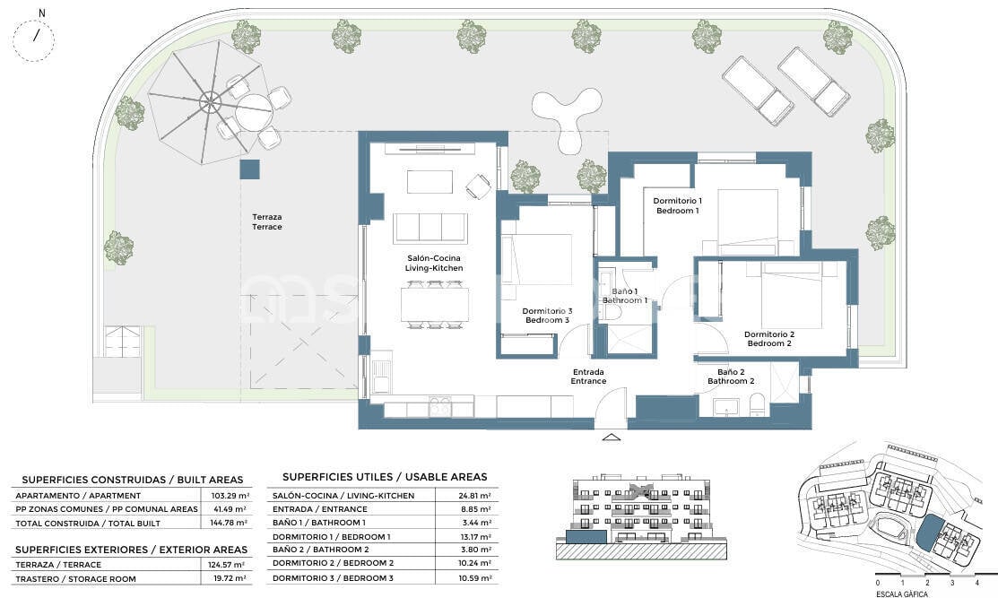 Apartamento en Murcia, España 3 dormitorios, 103 m2 No. 181988