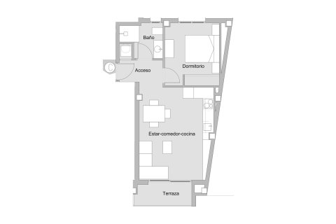 Планировка Квартиры «1BR-2» 1 спальня в ЖК ALEGRIA IV ALICANTE