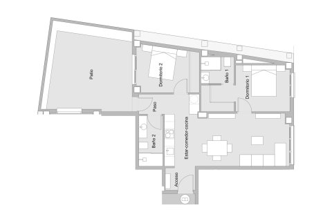 Планировка Квартиры «2BR-2» 2 спальни в ЖК ALEGRIA IV ALICANTE