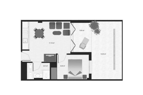 Apartment floor plan «B4A7», 1 bedroom in Spa Valley II