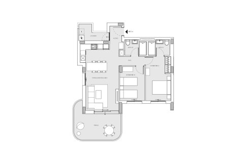 Планировка Квартиры «2BR-33» 2 спальни в ЖК Salinas Towers
