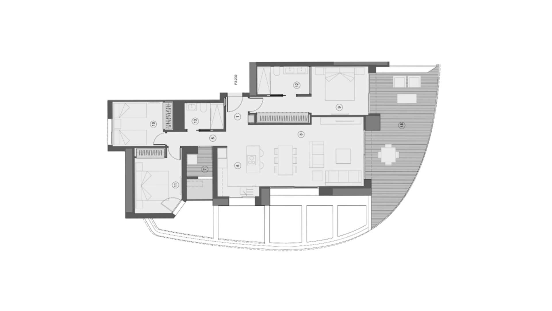 Apartamento en Sunset Sailors, Benidorm, Alicante, España 3 dormitorios, 141 m2 No. 147157