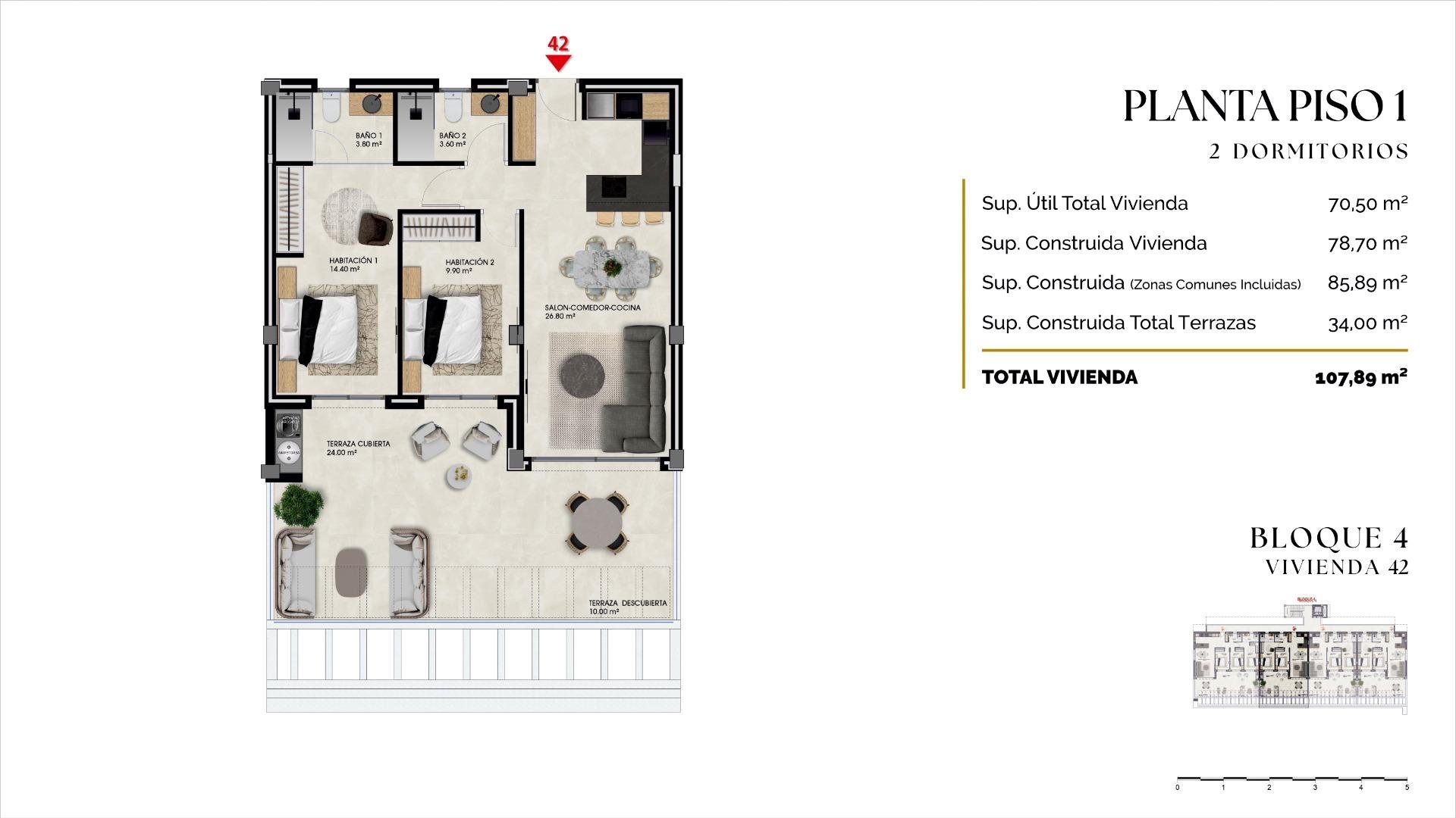 Dzīvoklis Benidorm, Alicante, Spānijā 2 istabas, 78 m2 Nr. 180971