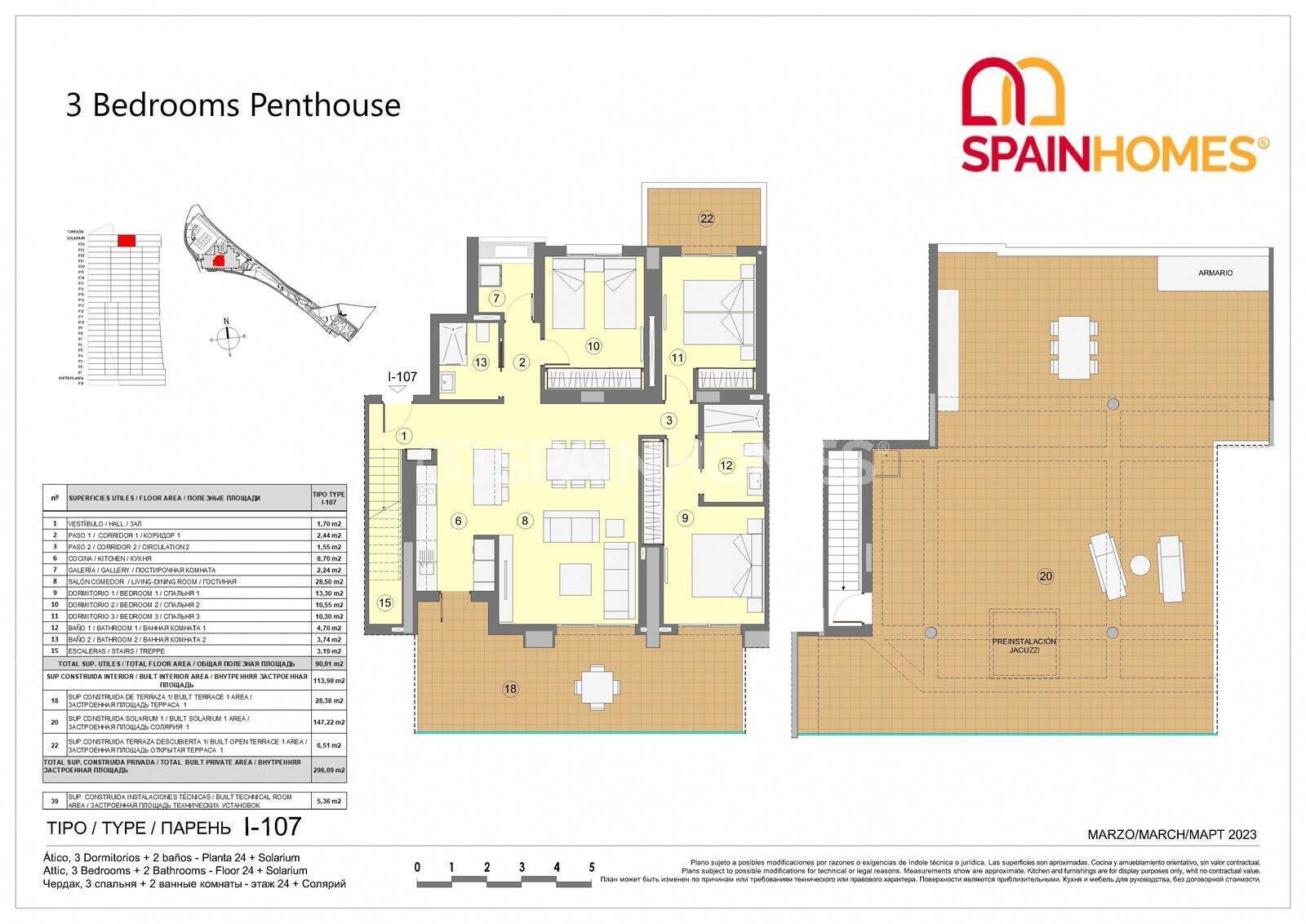 Apartament w Benidorm, Alicante, Hiszpania 3 sypialnie, 104 mkw. nr 70698