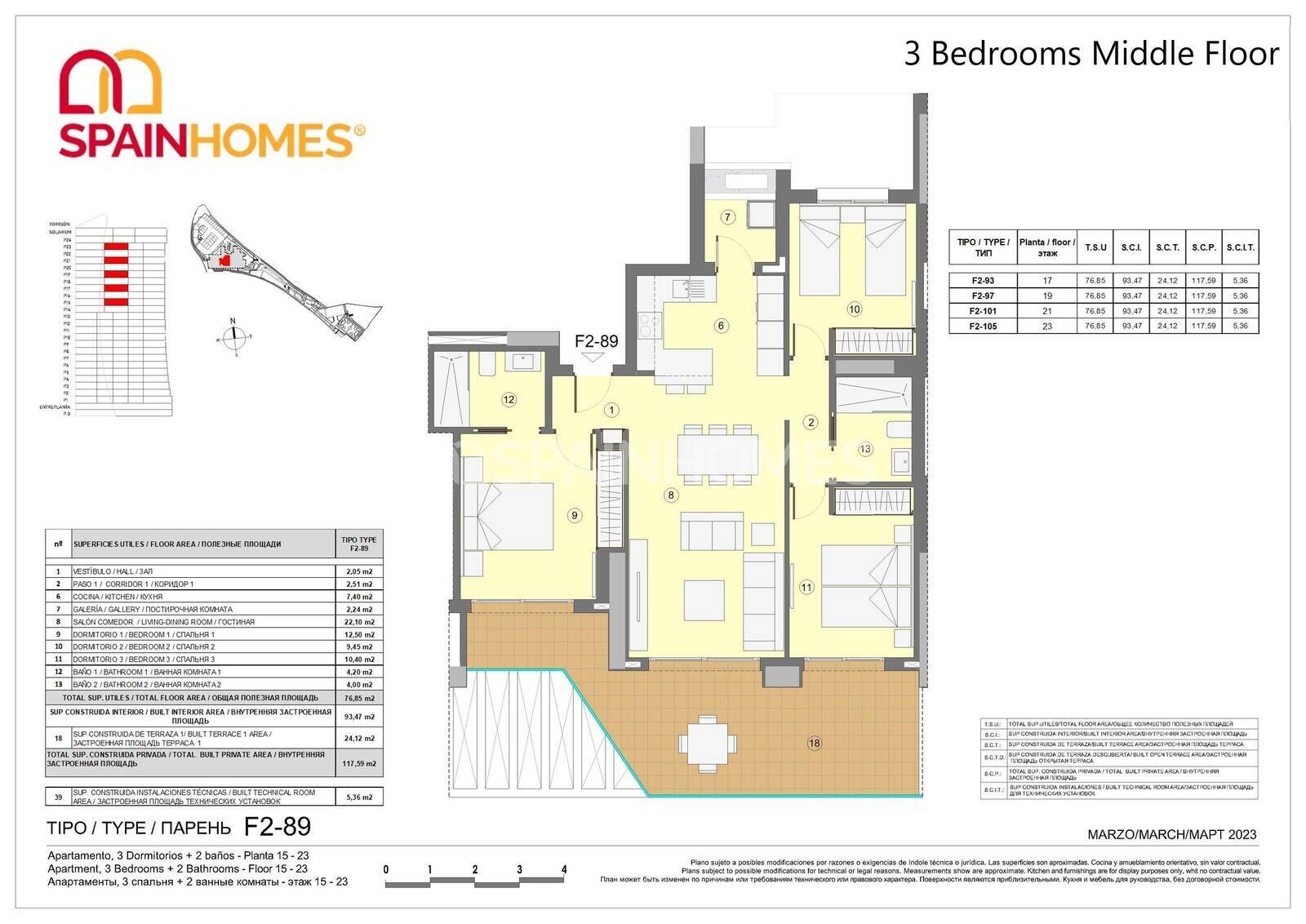 Apartament w Benidorm, Alicante, Hiszpania 3 sypialnie, 104 mkw. nr 70698