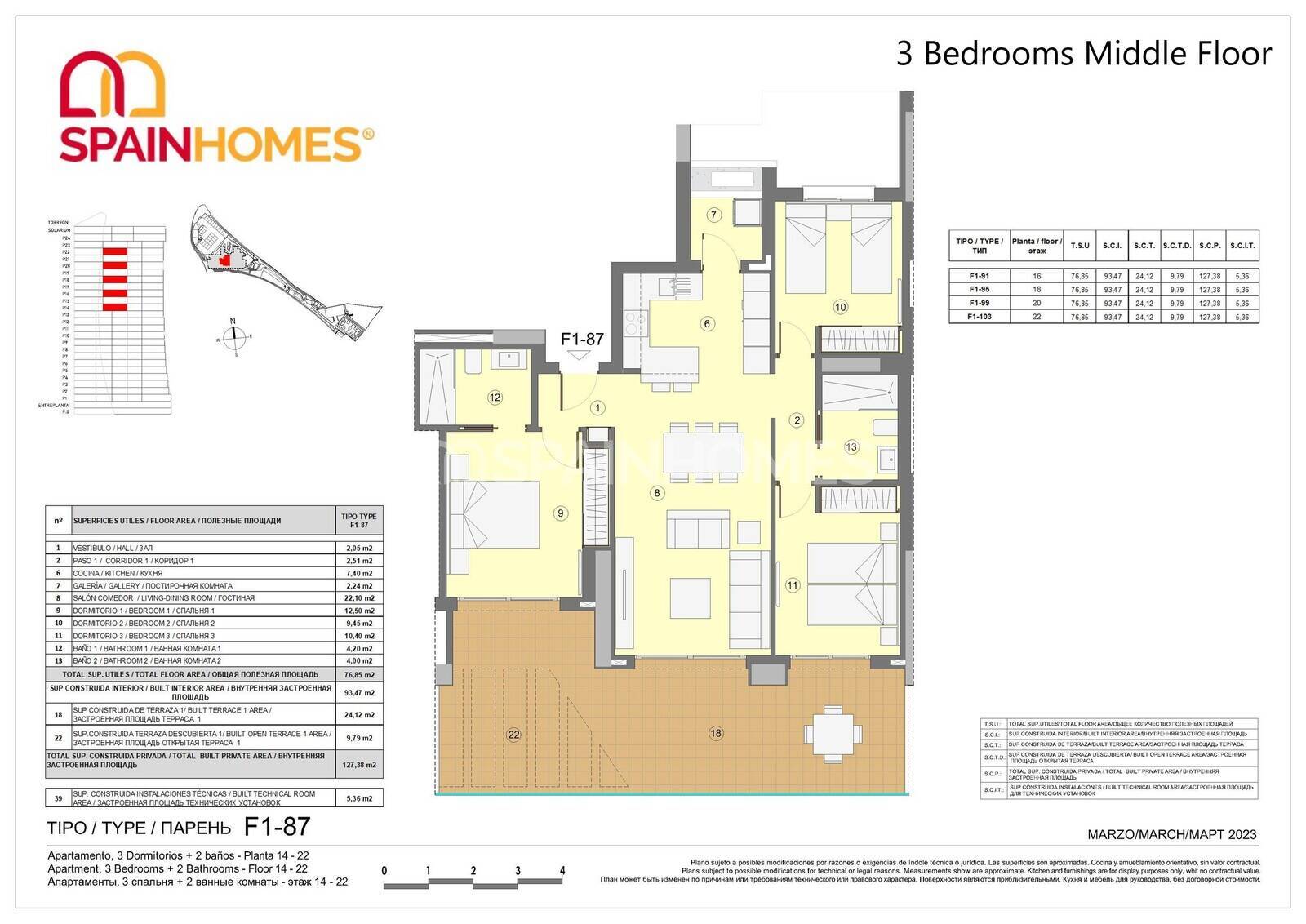 Apartament w Benidorm, Alicante, Hiszpania 3 sypialnie, 104 mkw. nr 70698