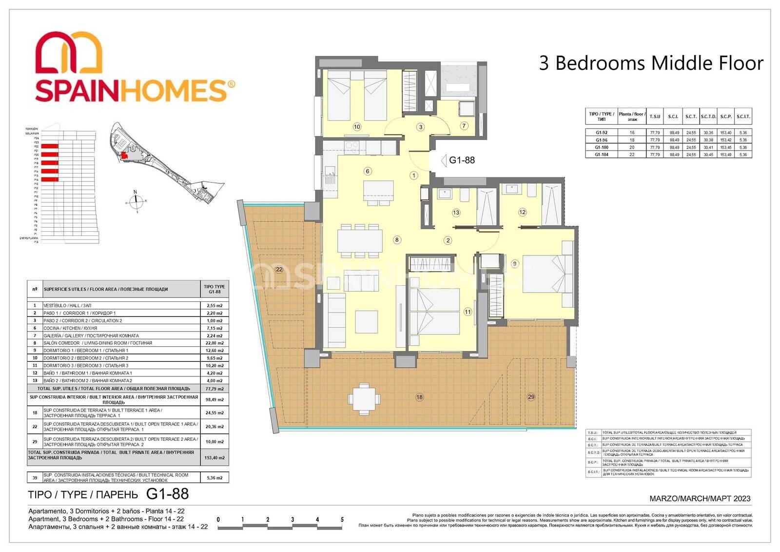 Apartament w Benidorm, Alicante, Hiszpania 3 sypialnie, 104 mkw. nr 70698