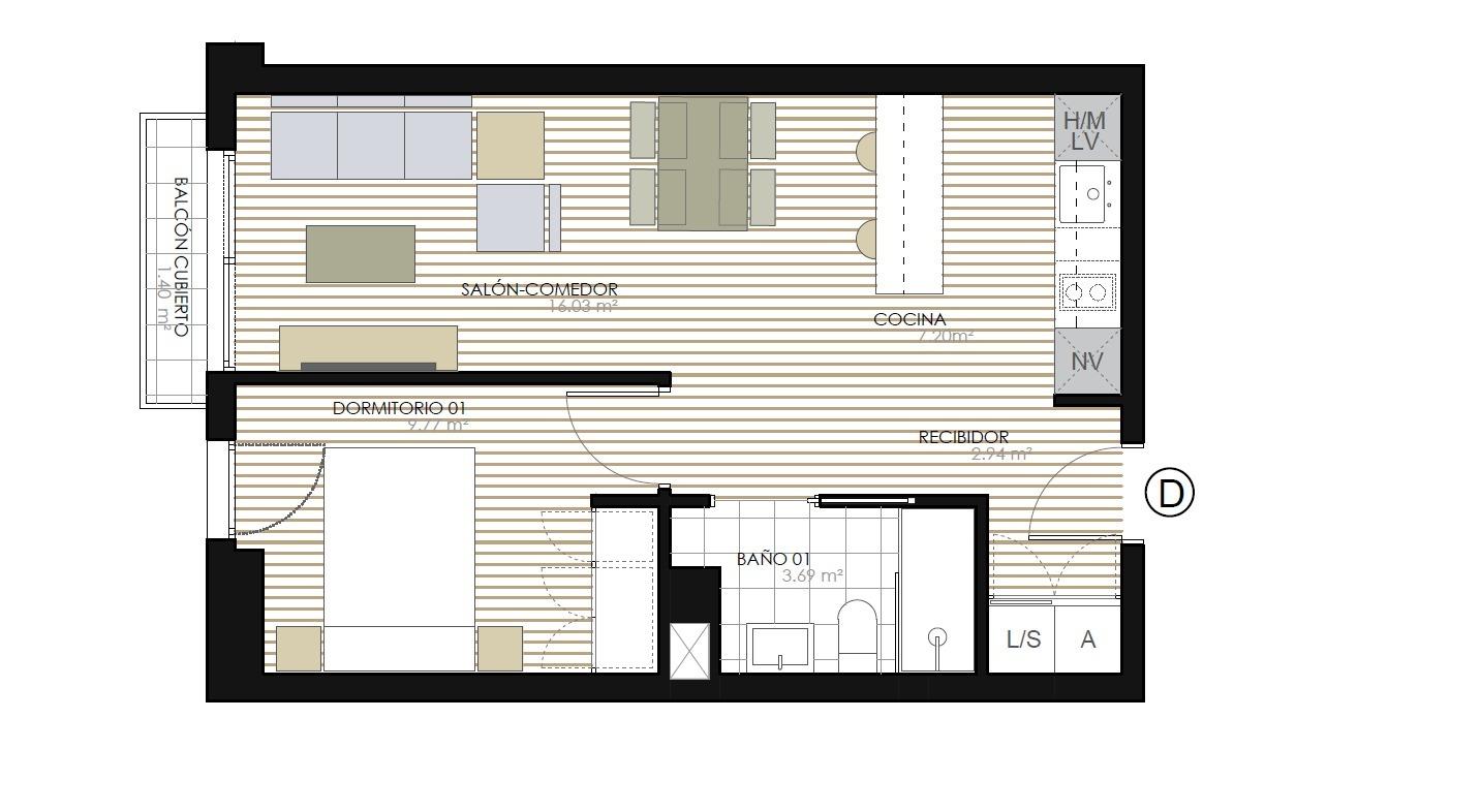 Apartment in Valencia, Spain 1 bedroom, 46 sq.m. No. 182509