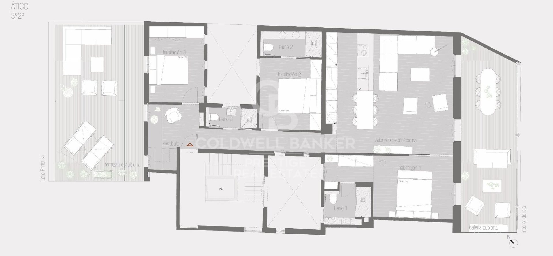 Penthouse in Barcelona, Spain 3 bedrooms, 126 sq.m. No. 159245