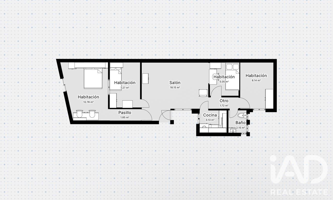 Huoneisto Barcelona, Espanja 3 makuuhuonetta, 72 m2 No. 195816