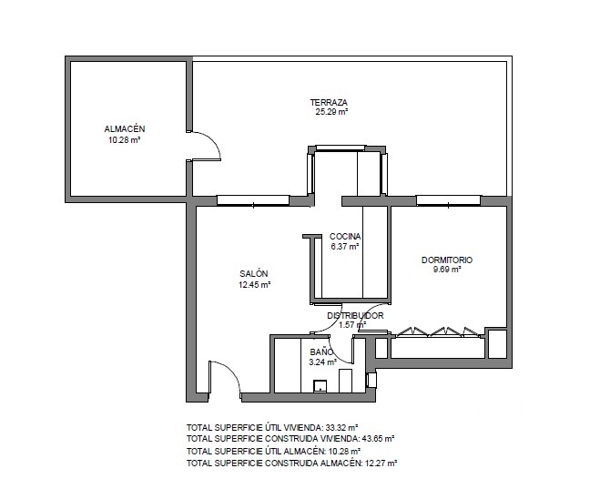 Penthouse à Huelva, Espagne 1 chambre, 37 m2 No. 188361