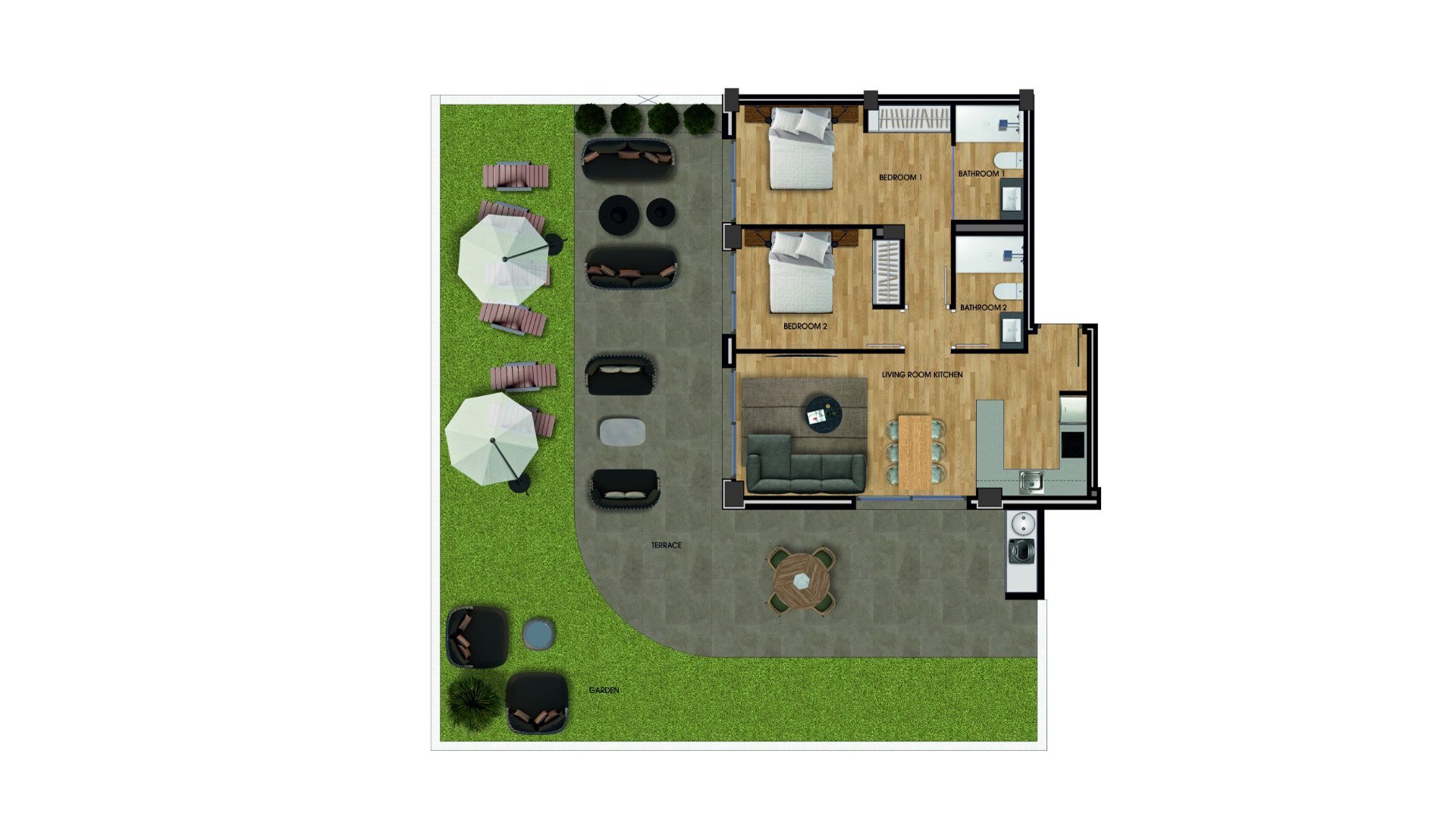 Wohnung in Claudia II, Los Arenales Del Sol, Alicante, Spanien 2 Schlafzimmer, 119.5 m2 Nr. 69161