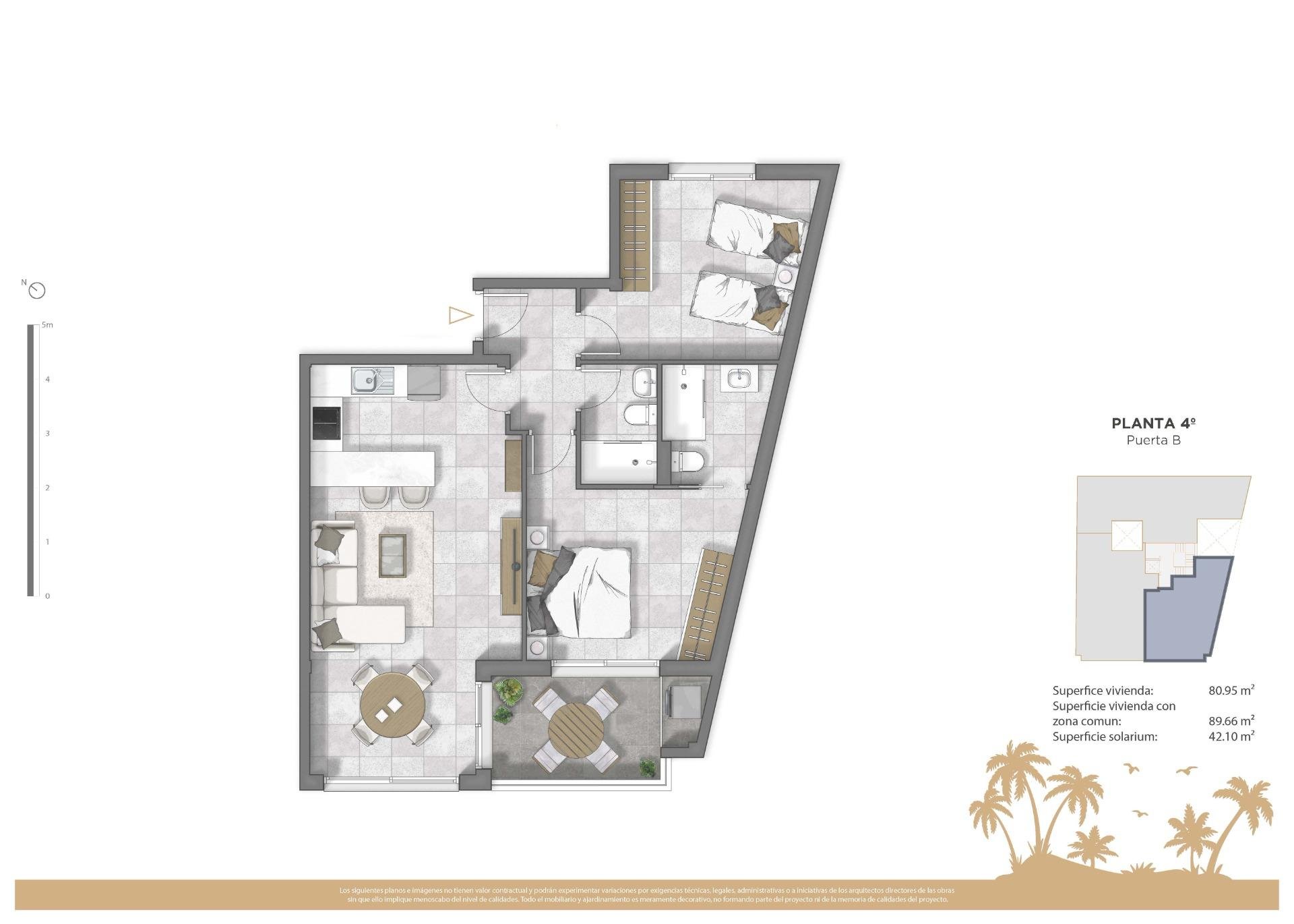 Dzīvoklis Guardamar del Segura, Alicante, Spānijā 2 istabas, 72 m2 Nr. 190949