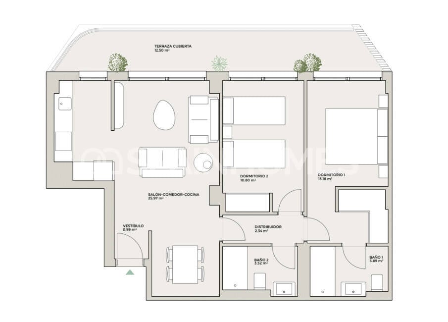 Dzīvoklis Torremolinos, Malaga, Spānijā 1 istaba, 48 m2 Nr. 177911