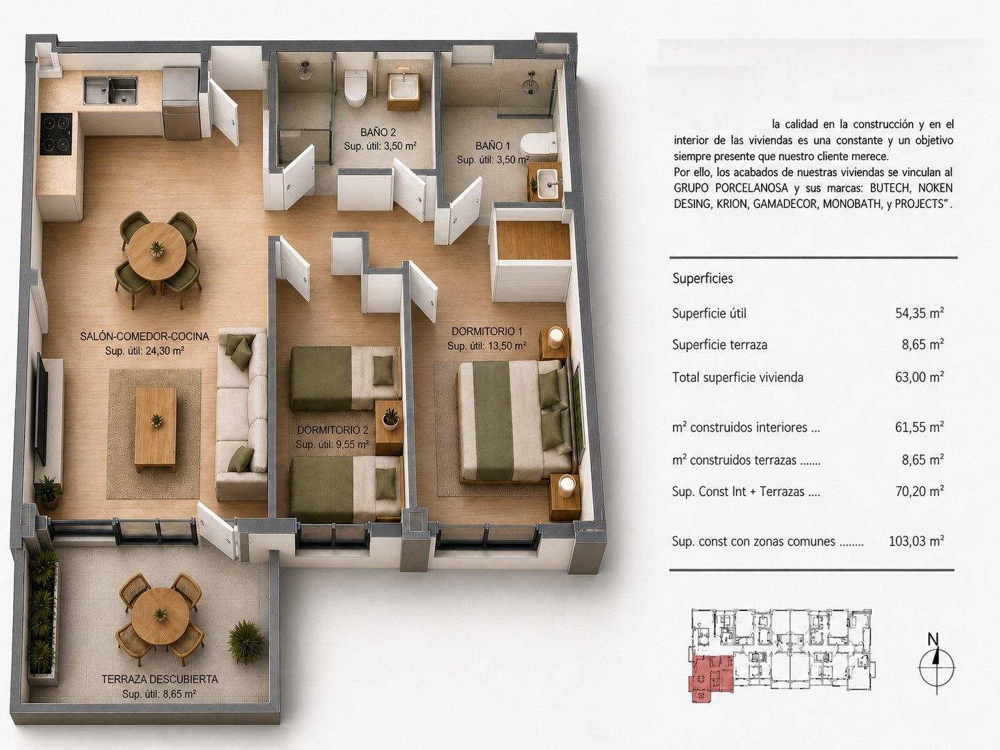 Apartament w Villajoyosa, Alicante, Hiszpania 2 sypialnie, 61 mkw. nr 180655