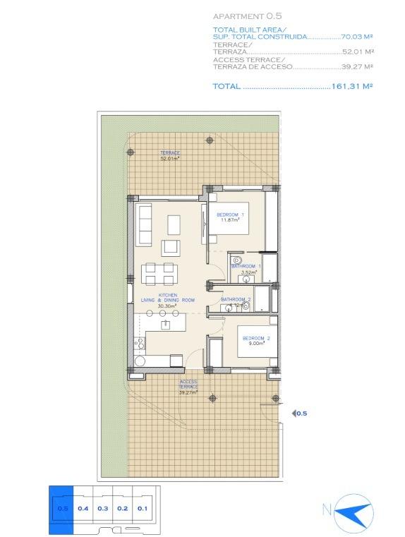Квартира в Лос-Алькасарес, Мурсия, Испания 2 спальни, 70м2 №136776