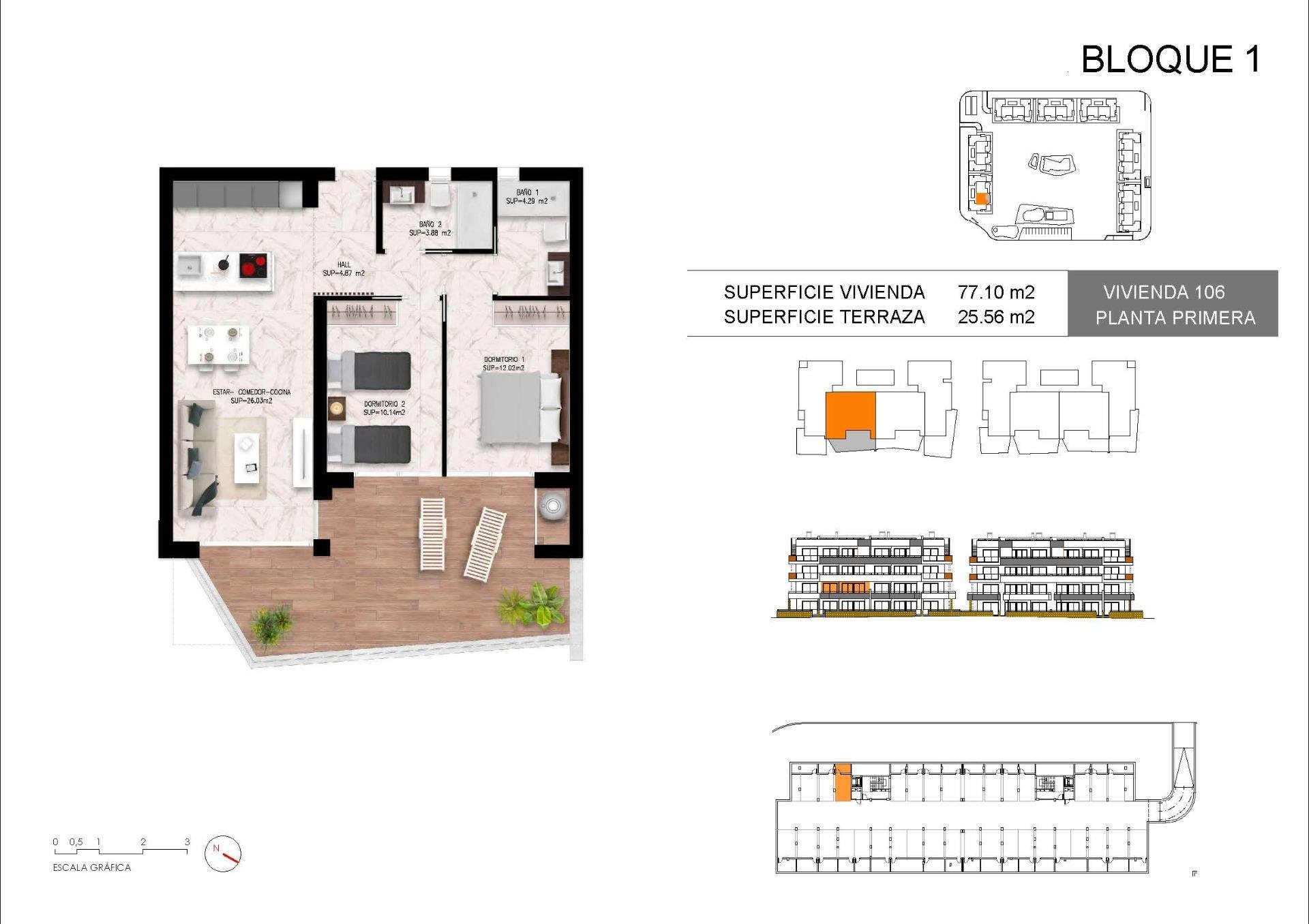 Apartamento en Torrevieja, Alicante, España 2 dormitorios, 77 m2 No. 136780