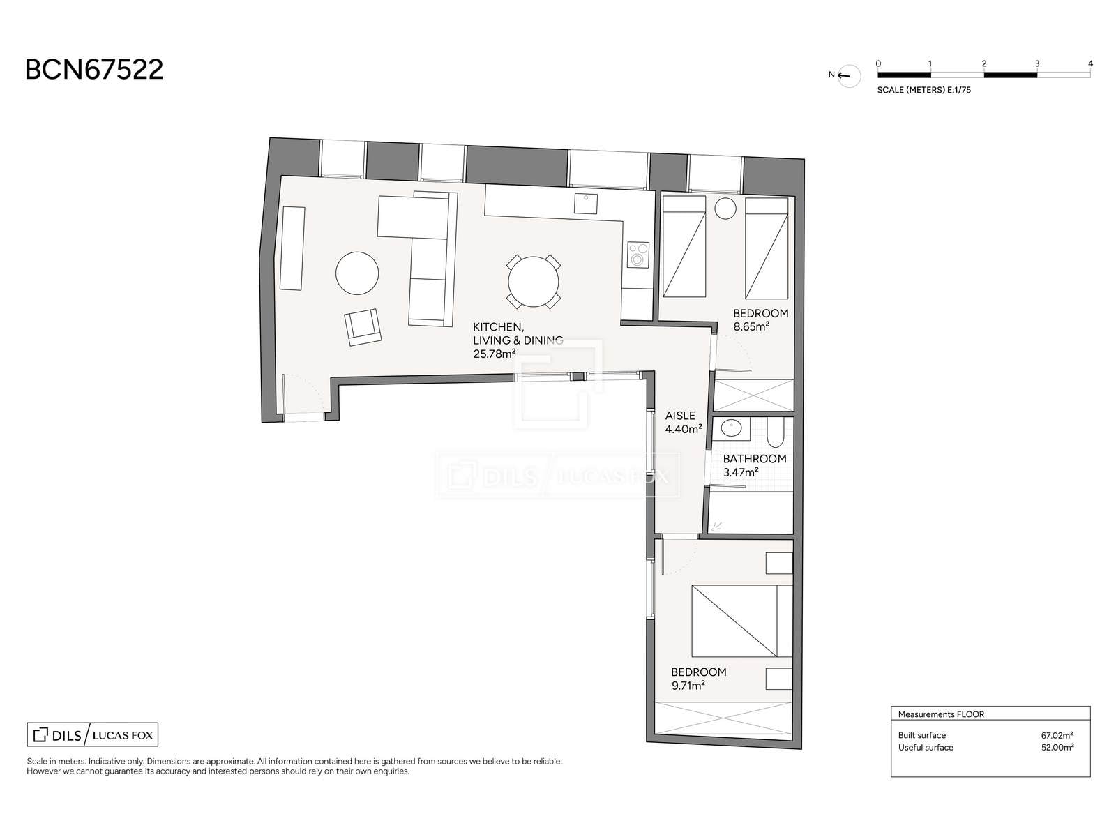 Huoneisto Barcelona, Espanja 2 makuuhuonetta, 67 m2 No. 161405