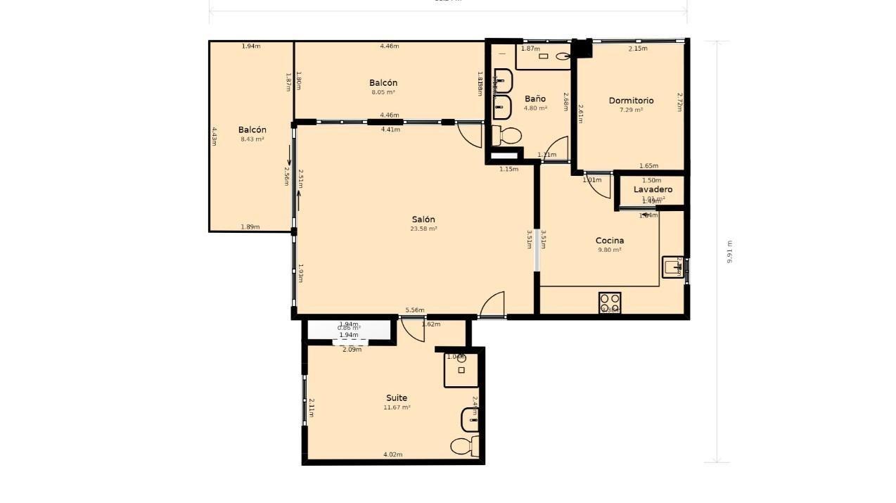 Huoneisto Benidorm, Alicante, Espanja 2 makuuhuonetta, 97 m2 No. 190368