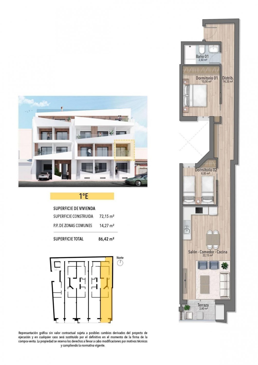 Lägenhet i Torrevieja, Alicante, Spanien 2 sovrum, 74 kvm. Nr. 112799